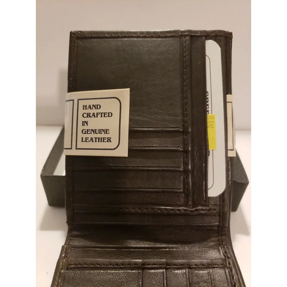 Leather Wallet Handcrafted 100% Genuine Bifold Brown‎ Brand NEW with Tags NWT